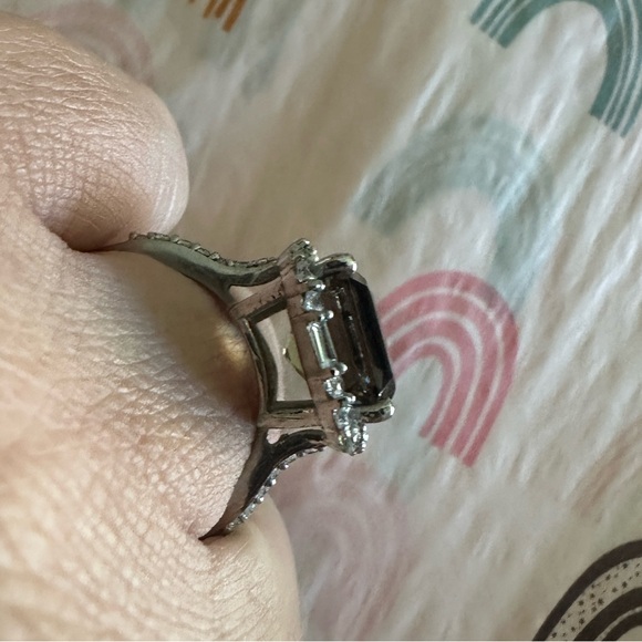 🌼 Etsy Smoky quartz ring with 925 stamped sterling silver size 7 - Picture 2 of 10